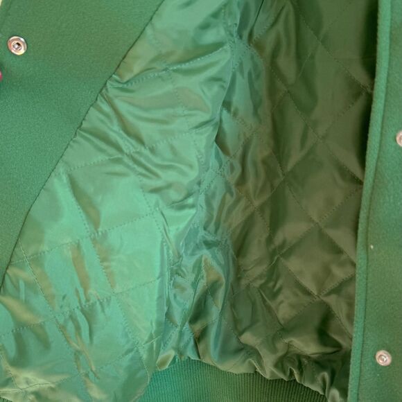 Bdg Women's Green Varsity Vintage-Inspired Green Varsity Bomber Jacket - Picture 4 of 8